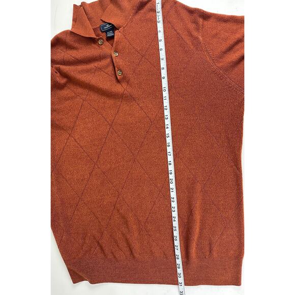 Dockers Size XLT Tall Collared Rust Brown Long Sleeve Sweater Argyle Polo Knit - Picture 8 of 9